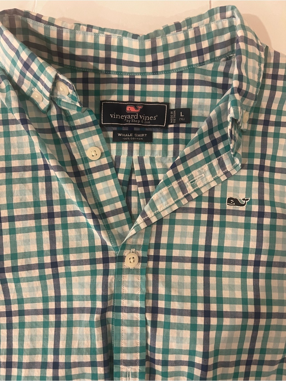 Vineyard Vines Teal & Navy Gingham Button-Down Shirt